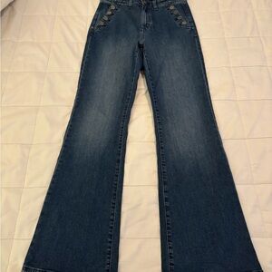 GAP Dark Blue Flare Jeans with Button Accent